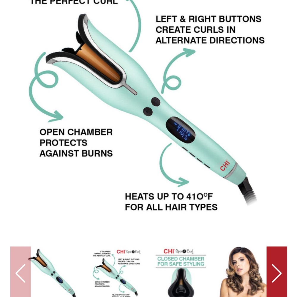 ❌SOLD ❌. CHI 1 Inch Spin N Curl Iron in Mint Green - (still online for $119)